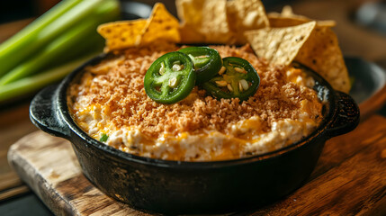 Creamy Jalapeno Popper Dip with Crispy Tortilla Chips
