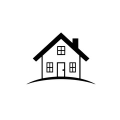 Simple House Icon: Minimalist Black and White Home Design Image. Perfect for real estate, architecture, and home-related projects.