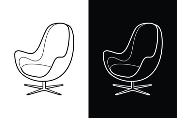 Egg chair icon vector on White Background ,Vector Art Illustration on white background.