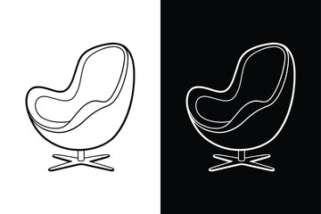 Egg chair icon vector on White Background ,Vector Art Illustration on white background.