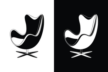 Egg chair icon vector on White Background ,Vector Art Illustration on white background.