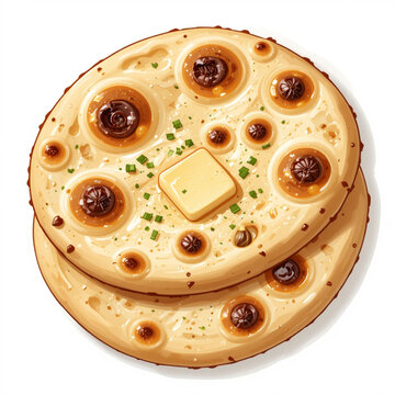 baked naan bread with butter and toppings clip art preview