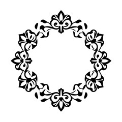 Elegant Black and White Floral Frame Design: Vintage Ornament Border for Pictures, Logos, and Invitations
