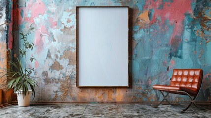 Empty Canvas Against Grunge Wall