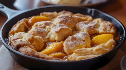 Peach Cobbler in Cast Iron Skillet: A Sweet and Warm Dessert
