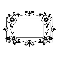Elegant Floral Frame: Vintage Black and White Border Design. Perfect for Wedding Invitations, Decorations, and More!