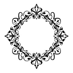 Elegant Floral Frame: Vintage Border Design, Classic Ornament, Decorative Vector Illustration, Black and White Graphics, Circular Pattern Template