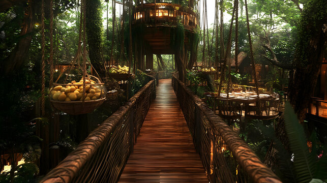 A Luxurious Treetop Restaurant in a Lush Jungle Paradise