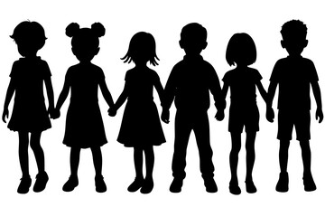 Children kids silhouette set, vector silhouette of childrens .	
