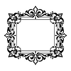 Elegant Floral Frame: Vintage Classic Border Design. Perfect for invitations, cards, and more.  Black and white vector illustration.