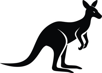 Black Silhouette Kangaroo Australian Marsupial Animal Icon Graphic Design