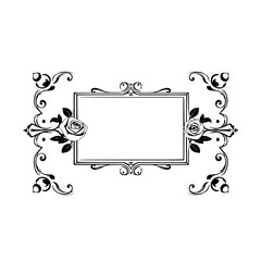 Elegant Floral Frame with Roses: Vintage Design Element for Wedding Invitations and Decorative Projects