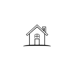 Simple House Line Art: Minimalist Home Design, Real Estate, Property, Residential Building, Architecture, Shelter