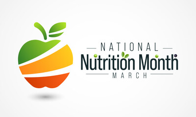 National Nutrition month is observed every year in March, to draw attention to the importance of making informed food choices and developing healthy eating habits. Vector illustration