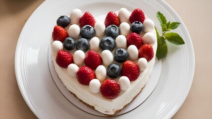 Valentine's Day mousse cake in the shape of a heart.
