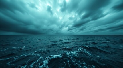 Horror black blue sky, sea haunted cloud, scary ocean, depression background, mystery gloomy dark theme, blur texture,
