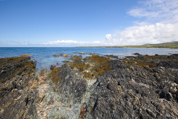 Rugged rocks on coastline of the Llŷn Peninsula in Wales.