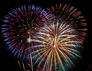 Obraz premium Night Sky Fireworks: Vibrant Explosions of Color and Light