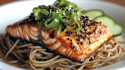 Savor the Moment: A Delicious Sesame Crusted Salmon with Soba Noodles