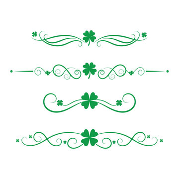 Green Shamrock Divider Clipart Bundle for St. Patrick's Day