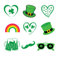 St. Patrick's Day Icon Bundle with Shamrocks, Leprechaun Hats, and Beer Mugs