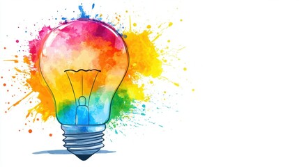 Colorful Watercolor Light Bulb - Idea, Inspiration, Creativity