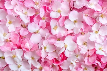 Beautiful pink and white blossom background, seamless pattern, with petals in full bloom, perfect for spring flower texture wallpaper and product presentation backdrops