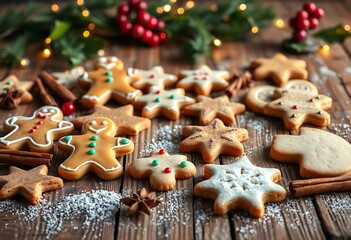 Festive Gingerbread Cookies: A Rustic Christmas Baking Scene