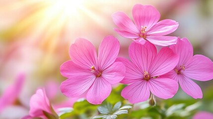Fototapeta premium Pink Flowers in Sunlight
