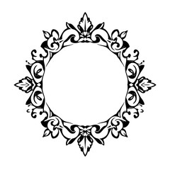Elegant Circular Frame: Vintage Floral Ornament, Decorative Border, Vector Design Element for Luxury Branding, Classic Style, and Elegant Decoration.