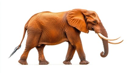 Obraz premium African Elephant Walking, Isolated on White