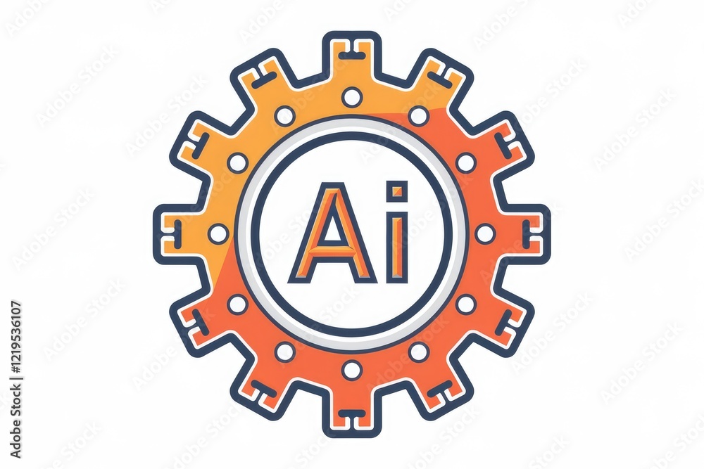Poster ai-powered gear signifying intelligent automation and technological advancement.