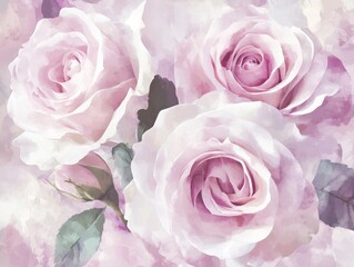 Seamless Cream/Off-White/pink Rose Pattern