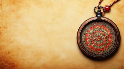 Ornate Mandala Pendant on Antique Parchment