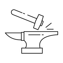 Blacksmithing Icon. Metal Forging and Craftsmanship Illustration for Artisanal Crafting.