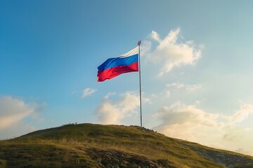 Czech Republic flag waving on the top
