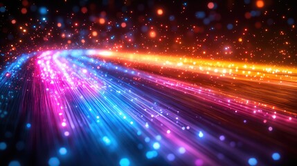 Obraz premium A vibrant abstract image depicting lines of light in orange,