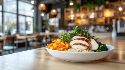 Grilled chicken bowl cafe lunch restaurant healthy food