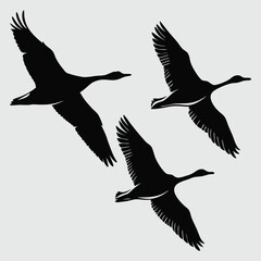 a flock of geese flying silhouette vector design art and illustration