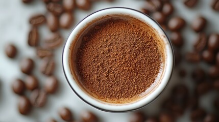 Coffee cup with ground powder.