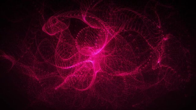 Abstract form particle and motion background. Animation cyber or technology background. Particles background.  Animation of mesh glowing dots digital luxurious wave particles flows background.Wave par