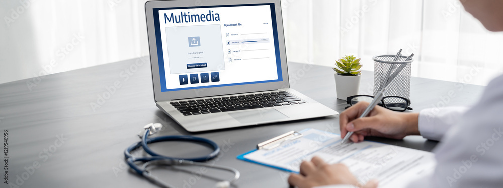 Poster multimedia cloud computing storage for uploading and store files online brisk for internet users and