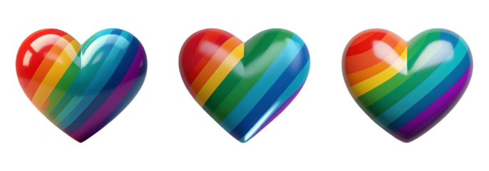 3D Rainbow Heart with Glossy Stripes