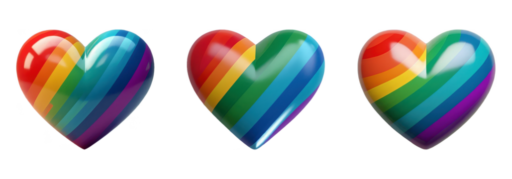 3D Rainbow Heart with Glossy Stripes