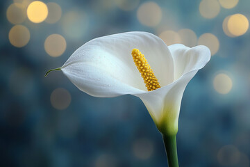 Single White Calla Lily Bokeh Background