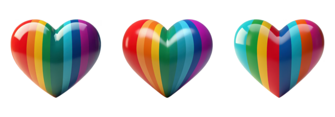 3D Glossy Rainbow Heart Symbol