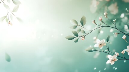 Obraz premium Delicate Spring Blossoms on Branch Soft Light Background