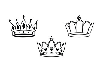 Crown Icons Set - Royalty and Luxury Vector Illustrations
