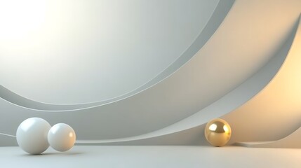 Abstract White and Gold Sphere Design