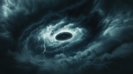 Mysterious UFO in Stormy Skies